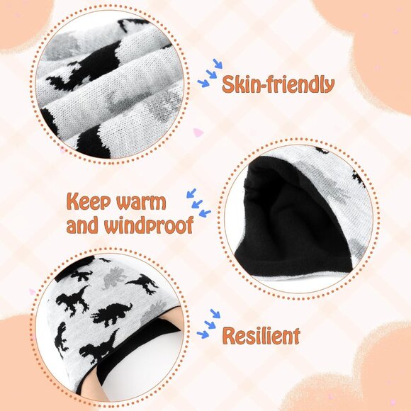 Duoyeree White Kids Beanie Hat for Boys Girls Pom-pom Lining Winter Skull Cap - Picture 5 of 6